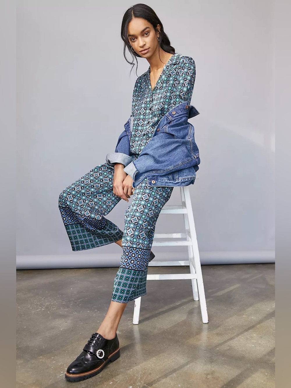 Anthropologie Morgan Graphic Print Jumpsuit Large